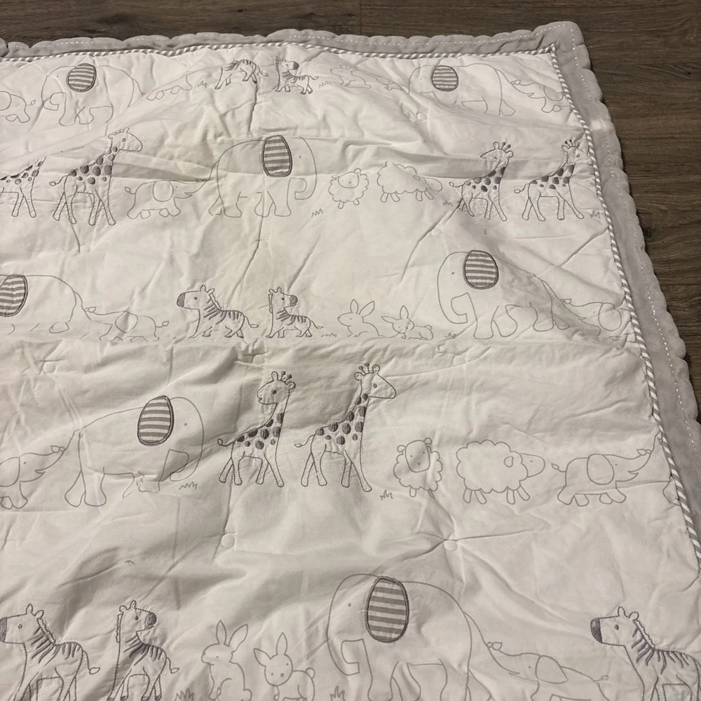 Cloud Island Baby‎ Blanket Two by Two Animal Parade Comforter Reversible Stripe